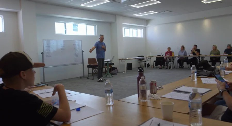 Jim teaching at the whiteboard